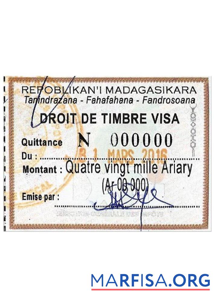 Printable Madagascar visa stamp real example